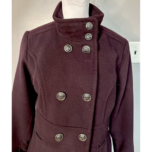 Liz Claiborne Women's Size M Dbl Breasted Pea Coat Lined Pockets Collared Jacket - Picture 2 of 8